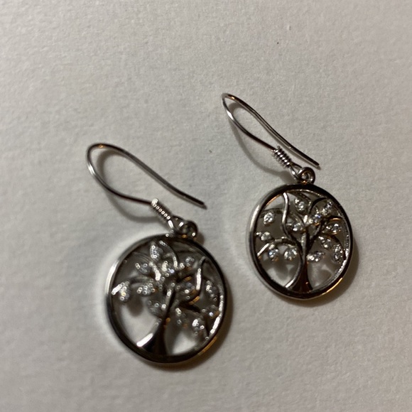 Sterling Silver Tree Of Life Drops Women Earrings fashion Design Style. - Picture 2 of 3